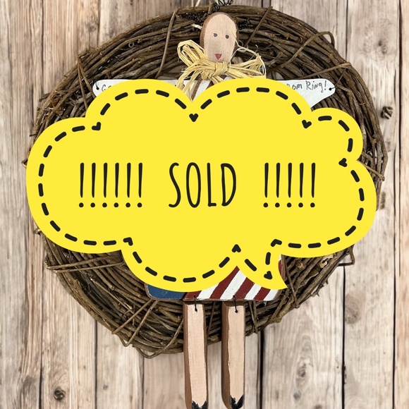 SOLD ! Angel Grapevine Wreath Americana Hand Made Primitive Patriotic  America - Picture 1 of 16